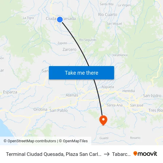 Terminal Ciudad Quesada, Plaza San Carlos to Tabarcia map