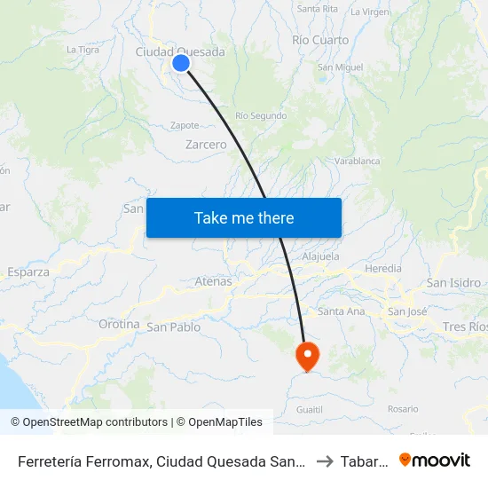 Ferretería Ferromax, Ciudad Quesada San Carlos to Tabarcia map