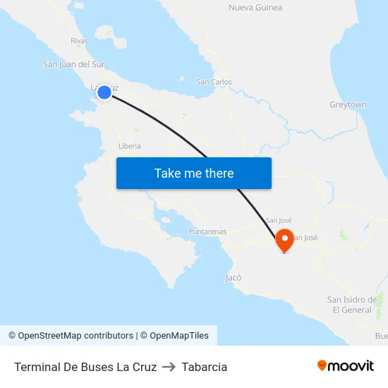 Terminal De Buses La Cruz to Tabarcia map