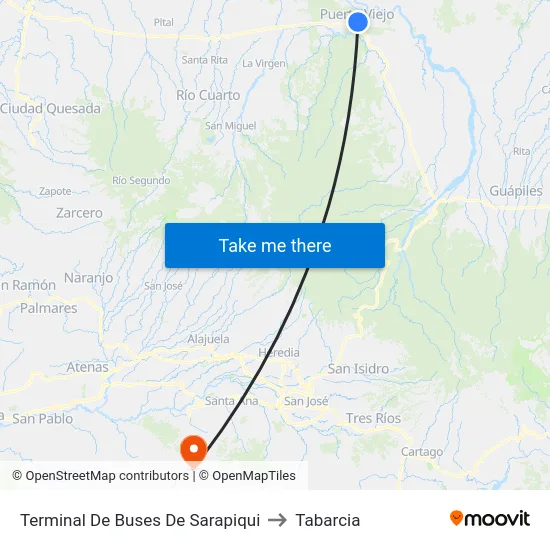 Terminal De Buses De Sarapiqui to Tabarcia map
