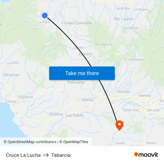 Cruce La Lucha to Tabarcia map