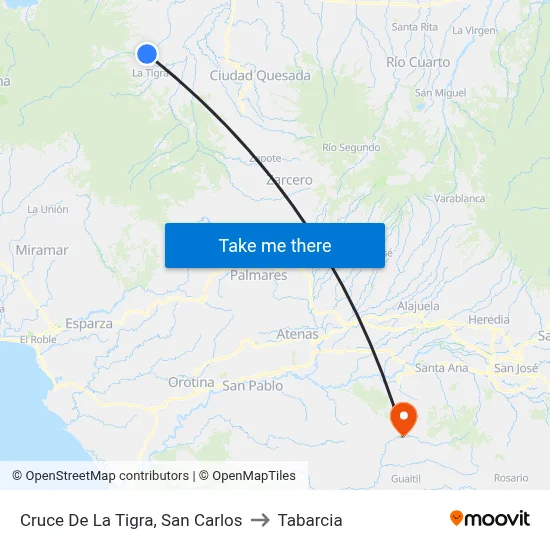 Cruce De La Tigra, San Carlos to Tabarcia map