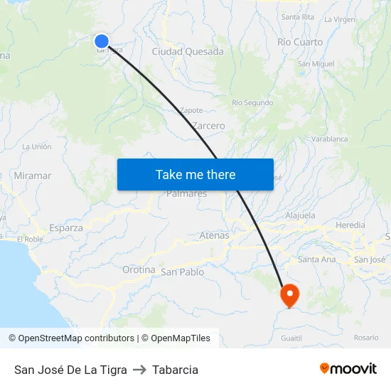 San José De La Tigra to Tabarcia map