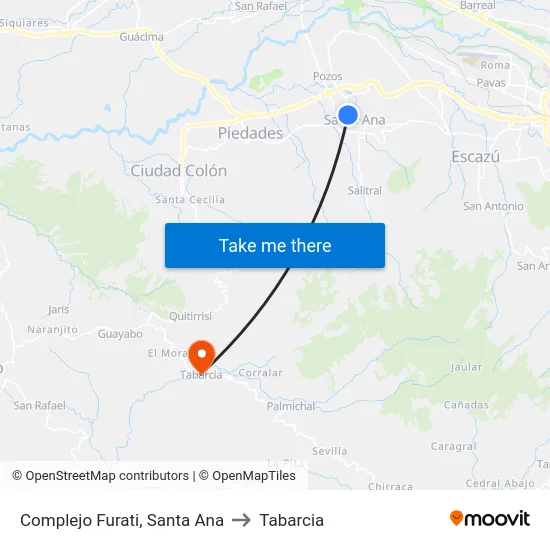 Complejo Furati, Santa Ana to Tabarcia map