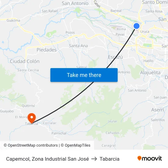 Capemcol, Zona Industrial San José to Tabarcia map