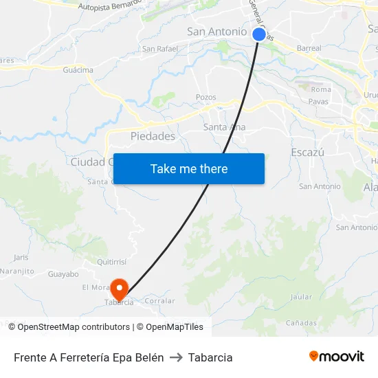 Frente A Ferretería Epa Belén to Tabarcia map