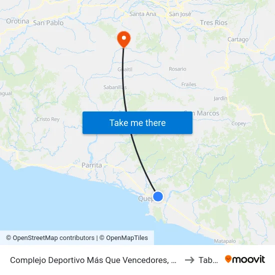 Complejo Deportivo Más Que Vencedores, La Inmaculada Quepos to Tabarcia map