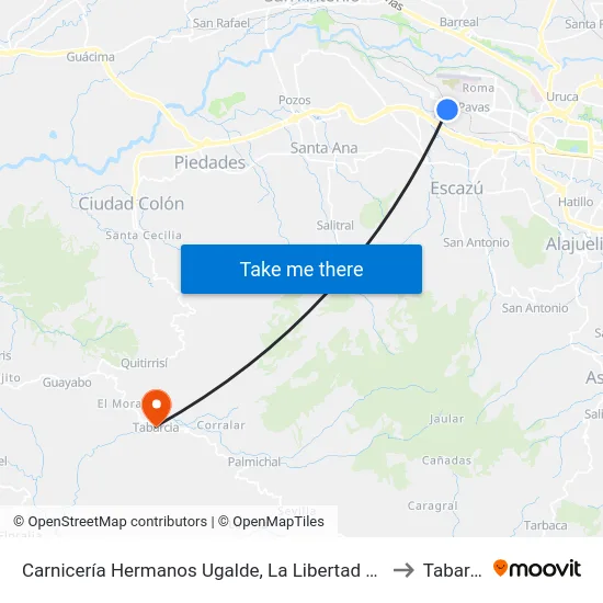 Carnicería Hermanos Ugalde, La Libertad San José to Tabarcia map