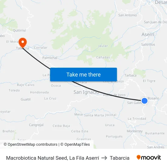 Macrobiotica Natural Seed, La Fila Aserrí to Tabarcia map