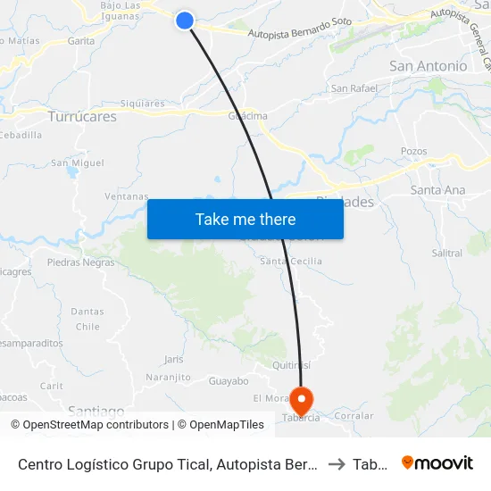 Centro Logístico Grupo Tical, Autopista Bernardo Soto Alajuela to Tabarcia map