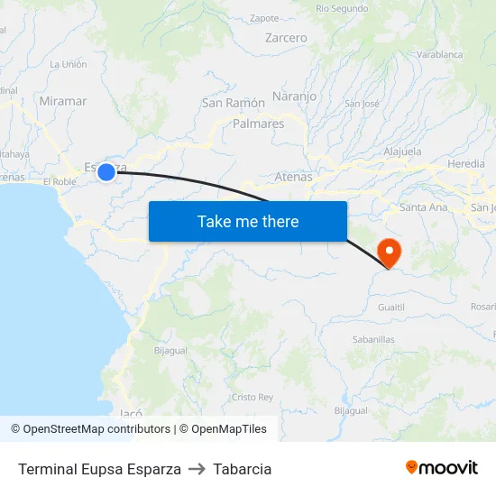 Terminal Eupsa Esparza to Tabarcia map