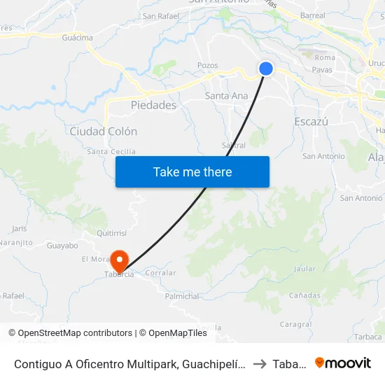 Contiguo A Oficentro Multipark, Guachipelín De Escazú to Tabarcia map
