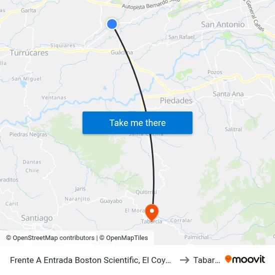Frente A Entrada Boston Scientific, El Coyol Alajuela to Tabarcia map