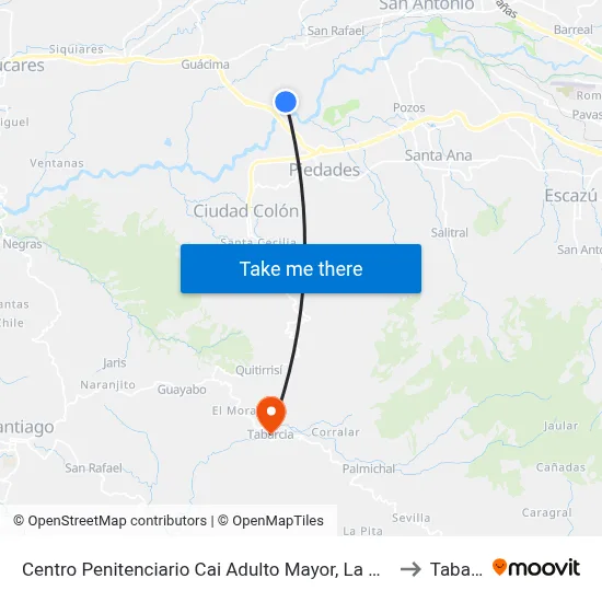 Centro Penitenciario Cai Adulto Mayor, La Reforma Alajuela to Tabarcia map