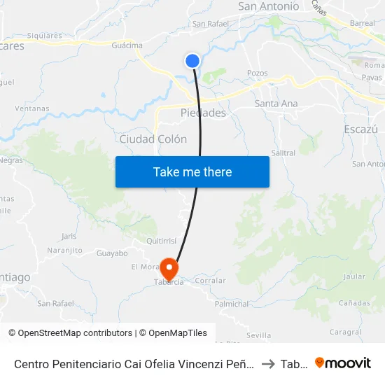 Centro Penitenciario Cai Ofelia Vincenzi Peñaranda, La Reforma Alajuela to Tabarcia map
