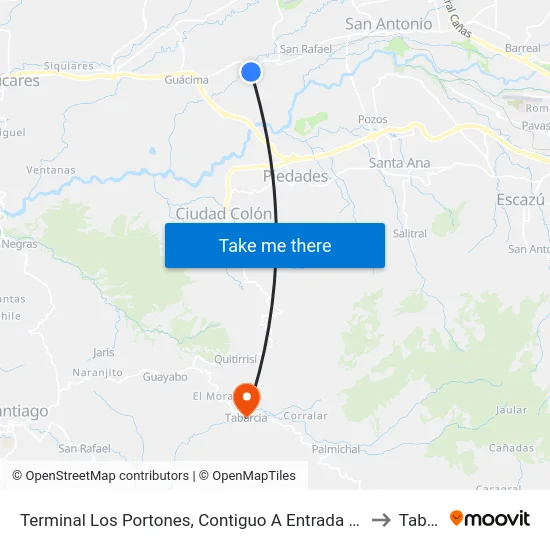 Terminal Los Portones, Contiguo A Entrada Cond. Terrazas Del Norte to Tabarcia map