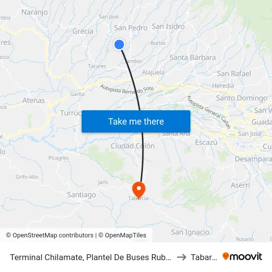 Terminal Chilamate, Plantel De Buses Rubier Rojas to Tabarcia map