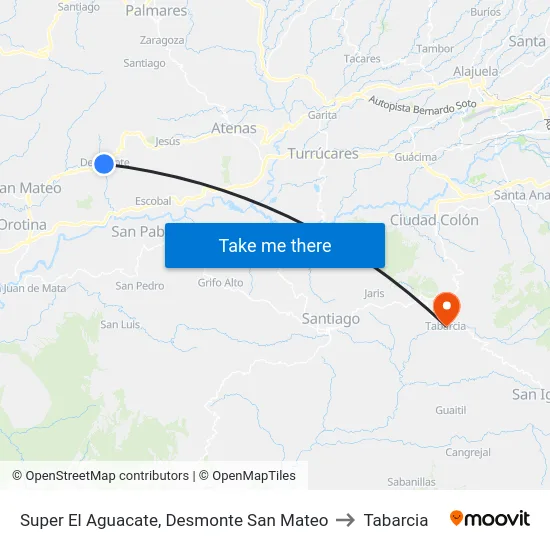 Super El Aguacate, Desmonte San Mateo to Tabarcia map
