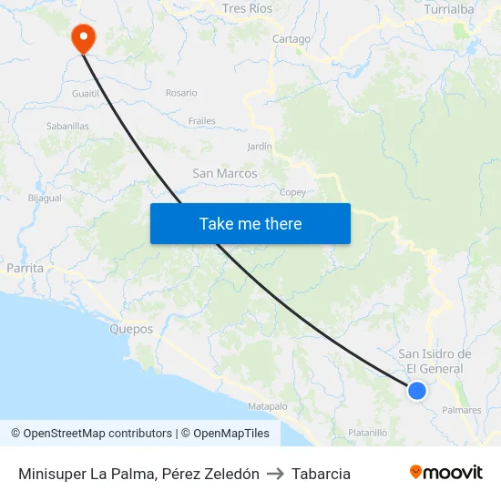Minisuper La Palma, Pérez Zeledón to Tabarcia map