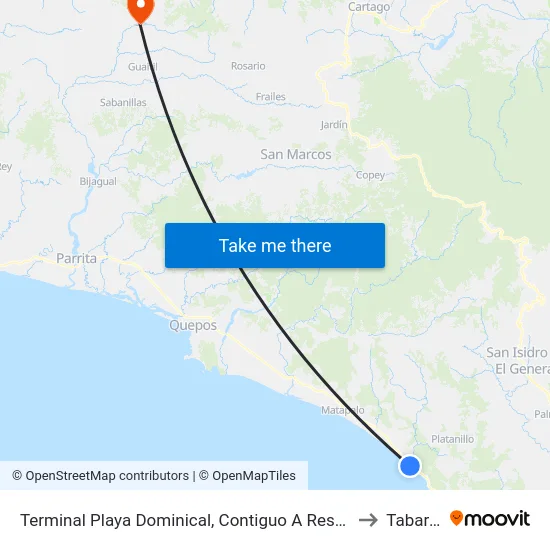 Terminal Playa Dominical, Contiguo A Rest. El Coco to Tabarcia map