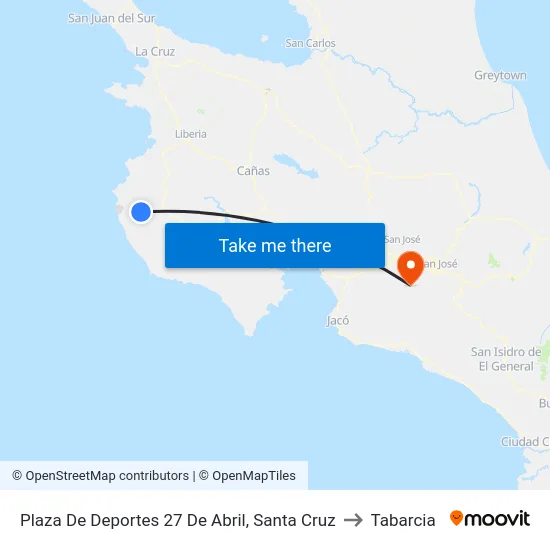Plaza De Deportes 27 De Abril, Santa Cruz to Tabarcia map