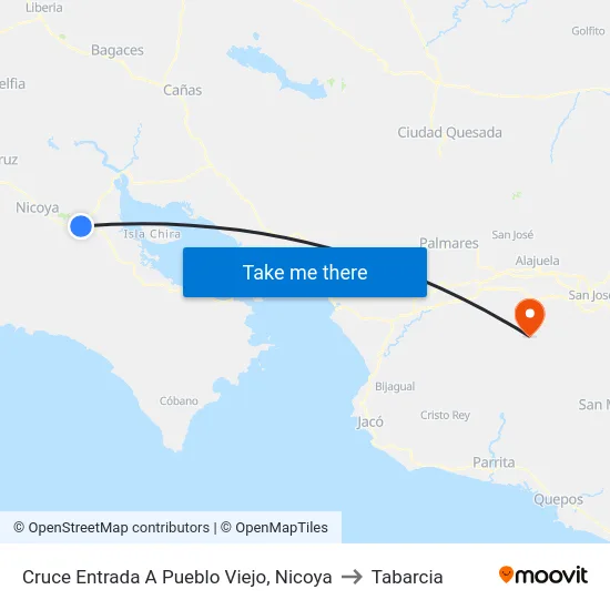 Cruce Entrada A Pueblo Viejo, Nicoya to Tabarcia map