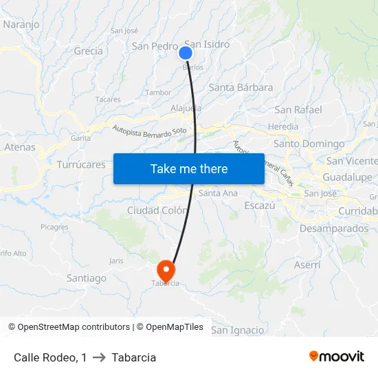 Calle Rodeo, 1 to Tabarcia map