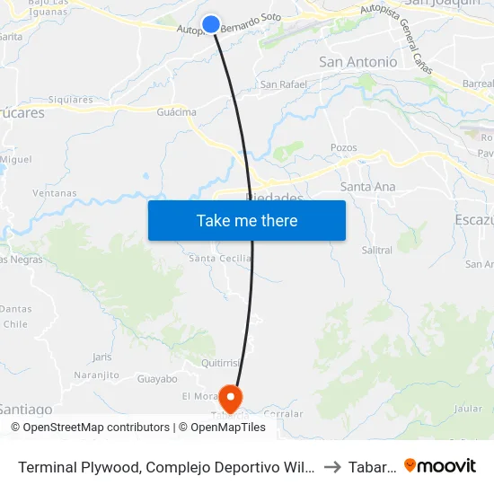 Terminal Plywood, Complejo Deportivo Wilmer López to Tabarcia map