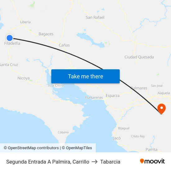Segunda Entrada A Palmira, Carrillo to Tabarcia map