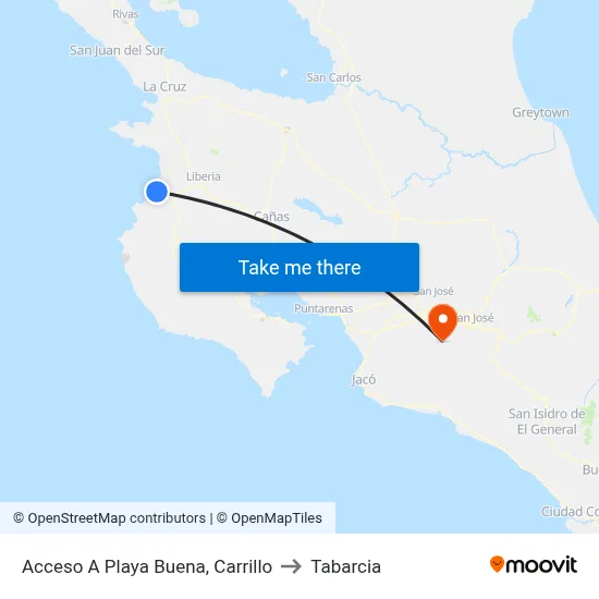 Acceso A Playa Buena, Carrillo to Tabarcia map