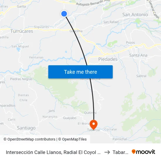 Intersección Calle Llanos, Radial El Coyol Alajuela to Tabarcia map