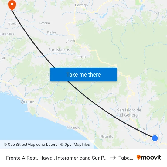 Frente A Rest. Hawai, Interamericana Sur Pérez Zeledón to Tabarcia map