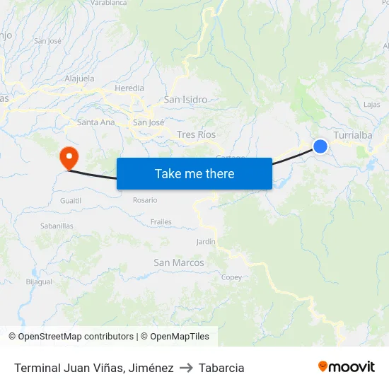 Terminal Juan Viñas, Jiménez to Tabarcia map