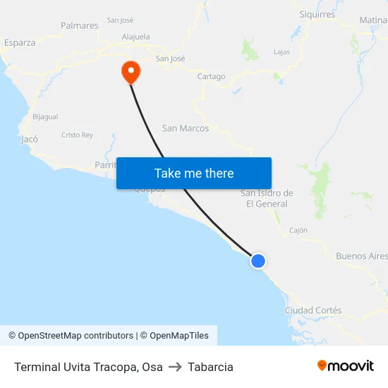 Terminal Uvita Tracopa, Osa to Tabarcia map
