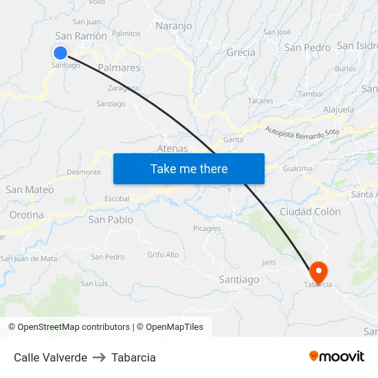 Calle Valverde to Tabarcia map