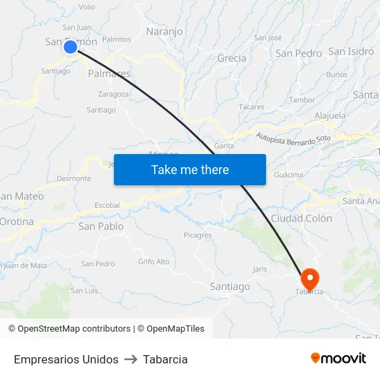 Empresarios Unidos to Tabarcia map