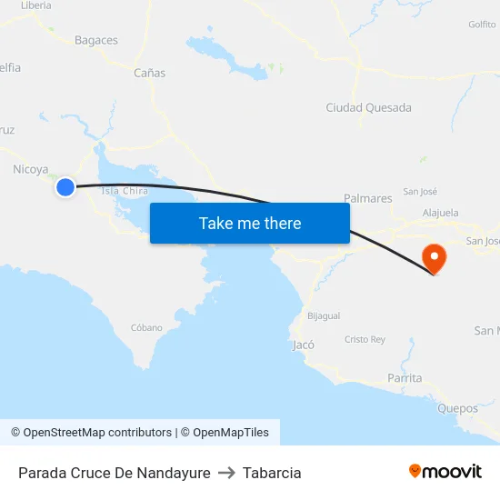 Parada Cruce De Nandayure to Tabarcia map