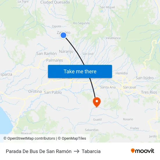 Parada De Bus De San Ramón to Tabarcia map