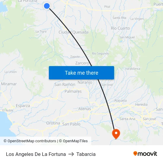 Los Angeles De La Fortuna to Tabarcia map