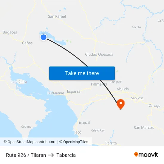 Ruta 926 / Tilaran to Tabarcia map