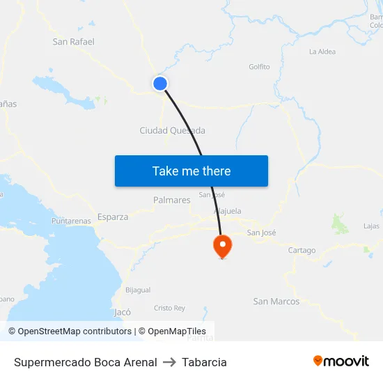 Supermercado Boca Arenal to Tabarcia map