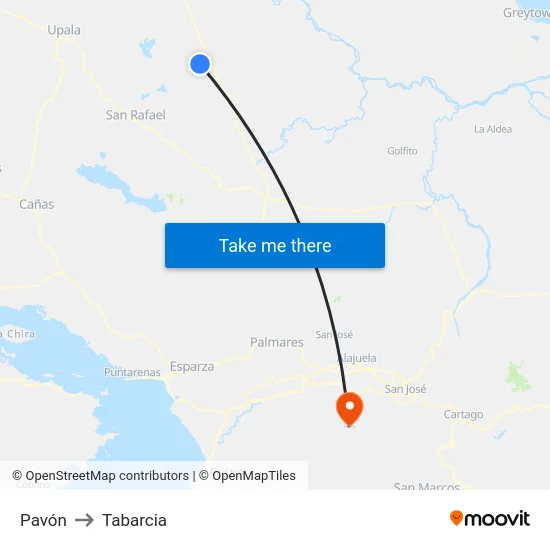 Pavón to Tabarcia map