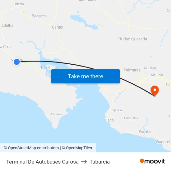 Terminal De Autobuses Carosa to Tabarcia map