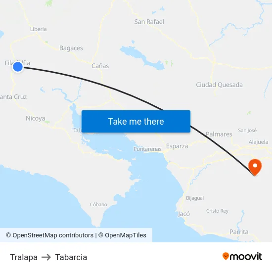 Tralapa to Tabarcia map