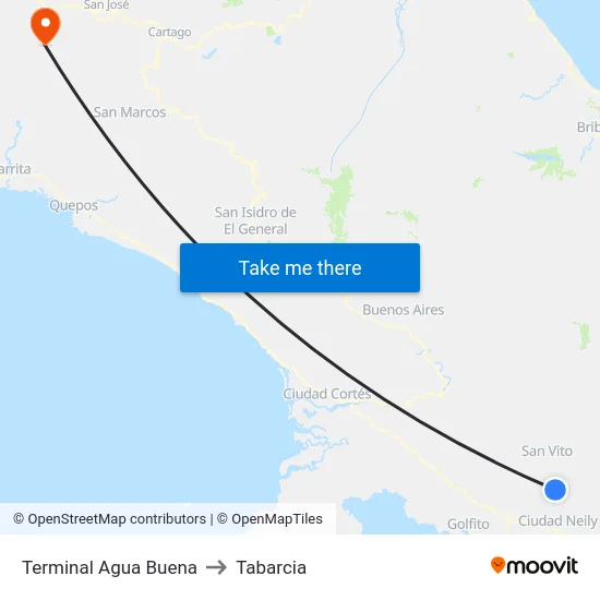 Terminal Agua Buena to Tabarcia map
