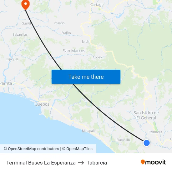 Terminal Buses La Esperanza to Tabarcia map