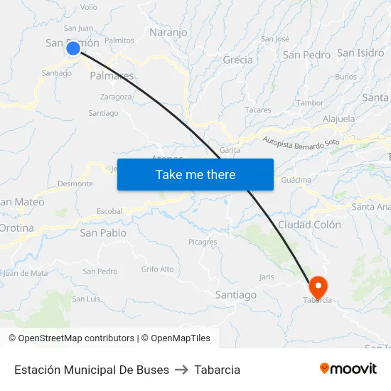 Estación Municipal De Buses to Tabarcia map