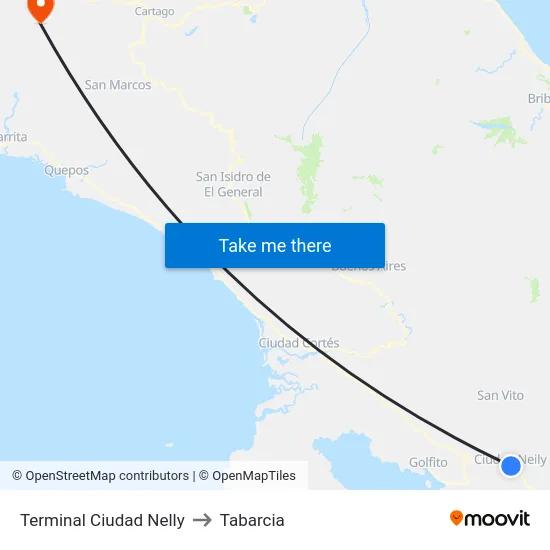 Terminal Ciudad Nelly to Tabarcia map