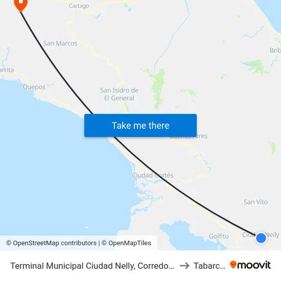 Terminal Municipal Ciudad Nelly, Corredores to Tabarcia map