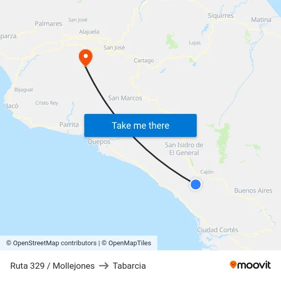 Ruta 329 / Mollejones to Tabarcia map